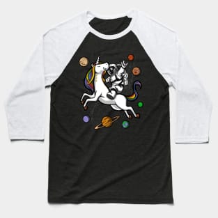 Space Astronaut Riding Unicorn Baseball T-Shirt